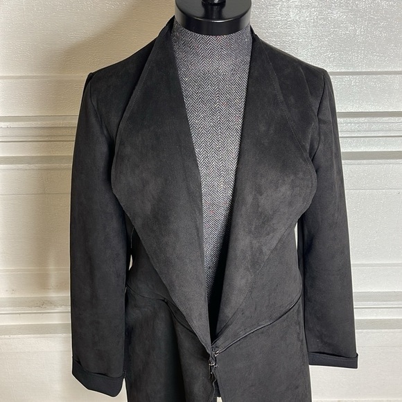 Venti 6 Black Faux Suede Coat Jacket Size Medium - Picture 6 of 7